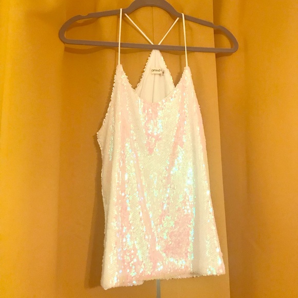Sparkly, Glitter, Glam ✨ White Racer Back Tank - Picture 1 of 3